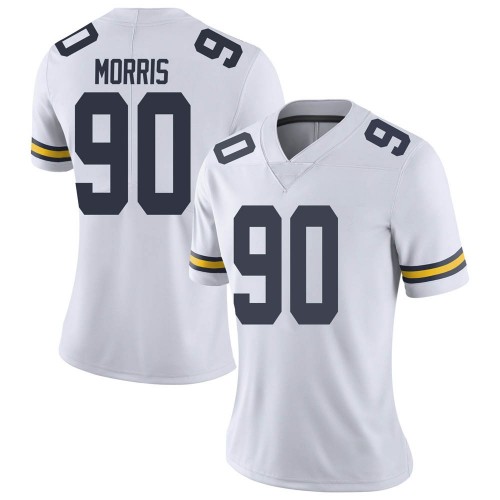 Mike Morris Michigan Wolverines Women's NCAA #90 White Limited Brand Jordan College Stitched Football Jersey BGH1654II